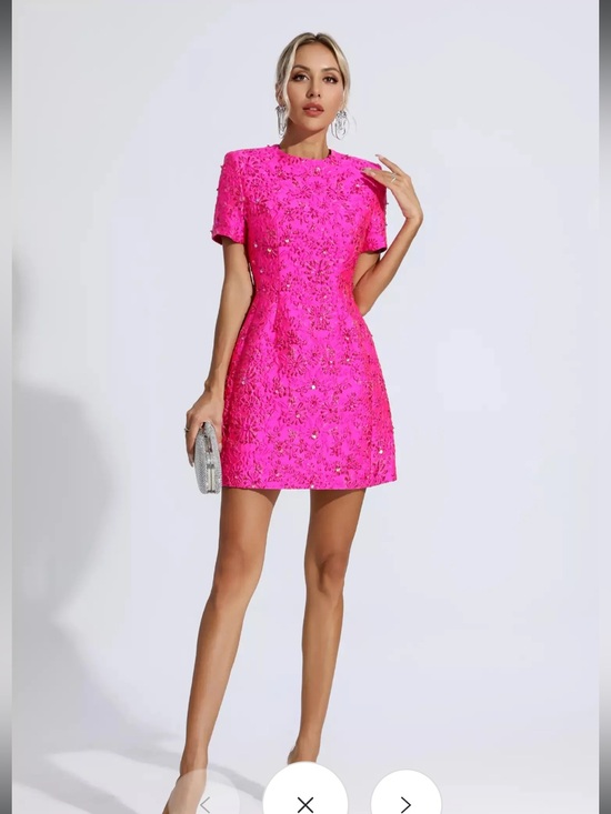 Catchall Dresses & Skirts - CATCHALL Astrid Pink Jacquard Floral Mini Dress